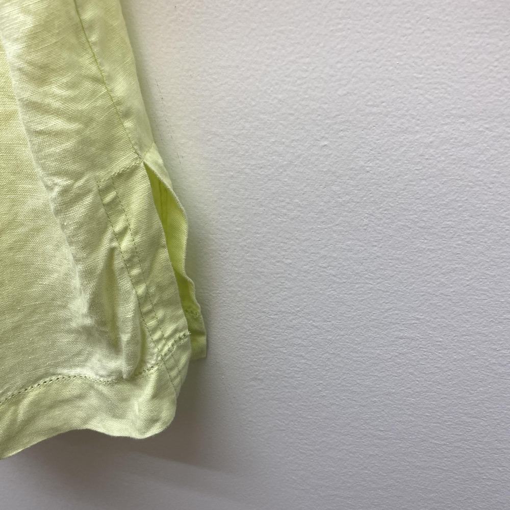 Deane White Shirt Womens 1X Yellow Linen Button Up 3/4 Sleeve Lightweight Pocket - Picture 5 of 12